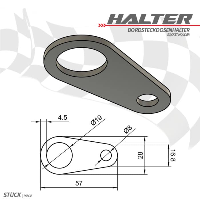 Suport pentru priza de bord pentru priza de bord Ø 28mm. - imagine 2