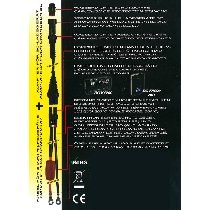 Cabluri de încărcare și pornire redresor – încărcător BC 40 cm - imagine 2