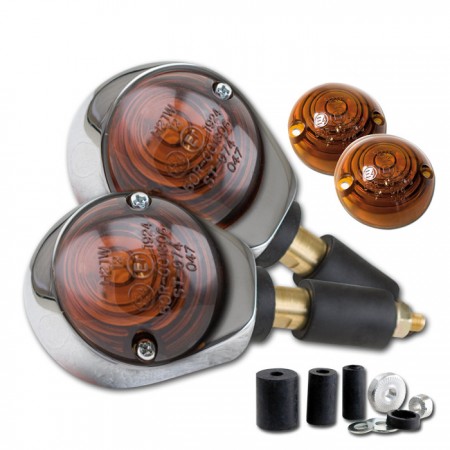 Semnalizatoare moto LED pentru capătul ghidonului „Bullseye” cromate