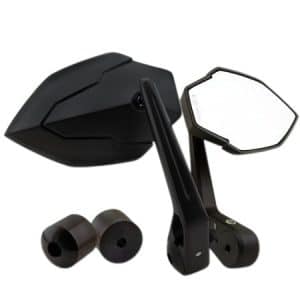 Set oglinzi capăt ghidon „FEVER” | aluminiu negru | pereche | M6 universal | omologate E