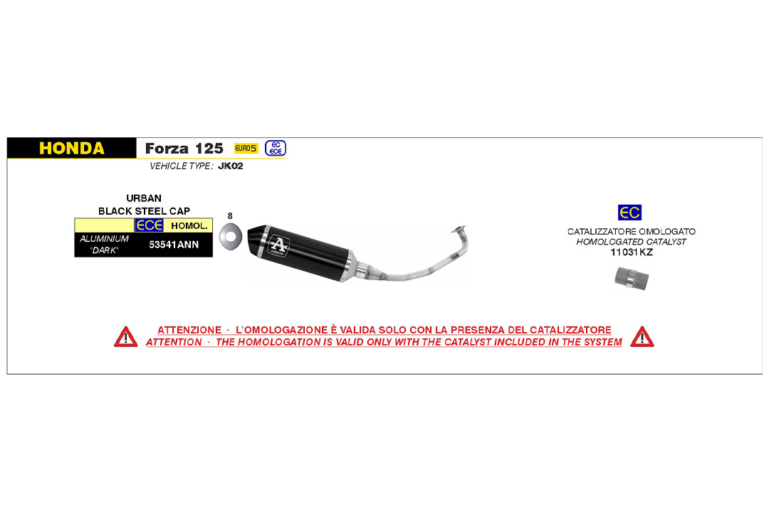 Tobă finală ARROW DARK URBAN pentru Honda Forza 125 din anul modelului 2021-