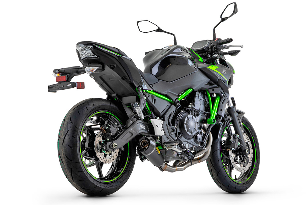 Sistem Tobă finală ARROW X-KONE Oțel inoxidabil negru pentru Kawasaki Z650 și Ninja 650 Anul modelului 2021-