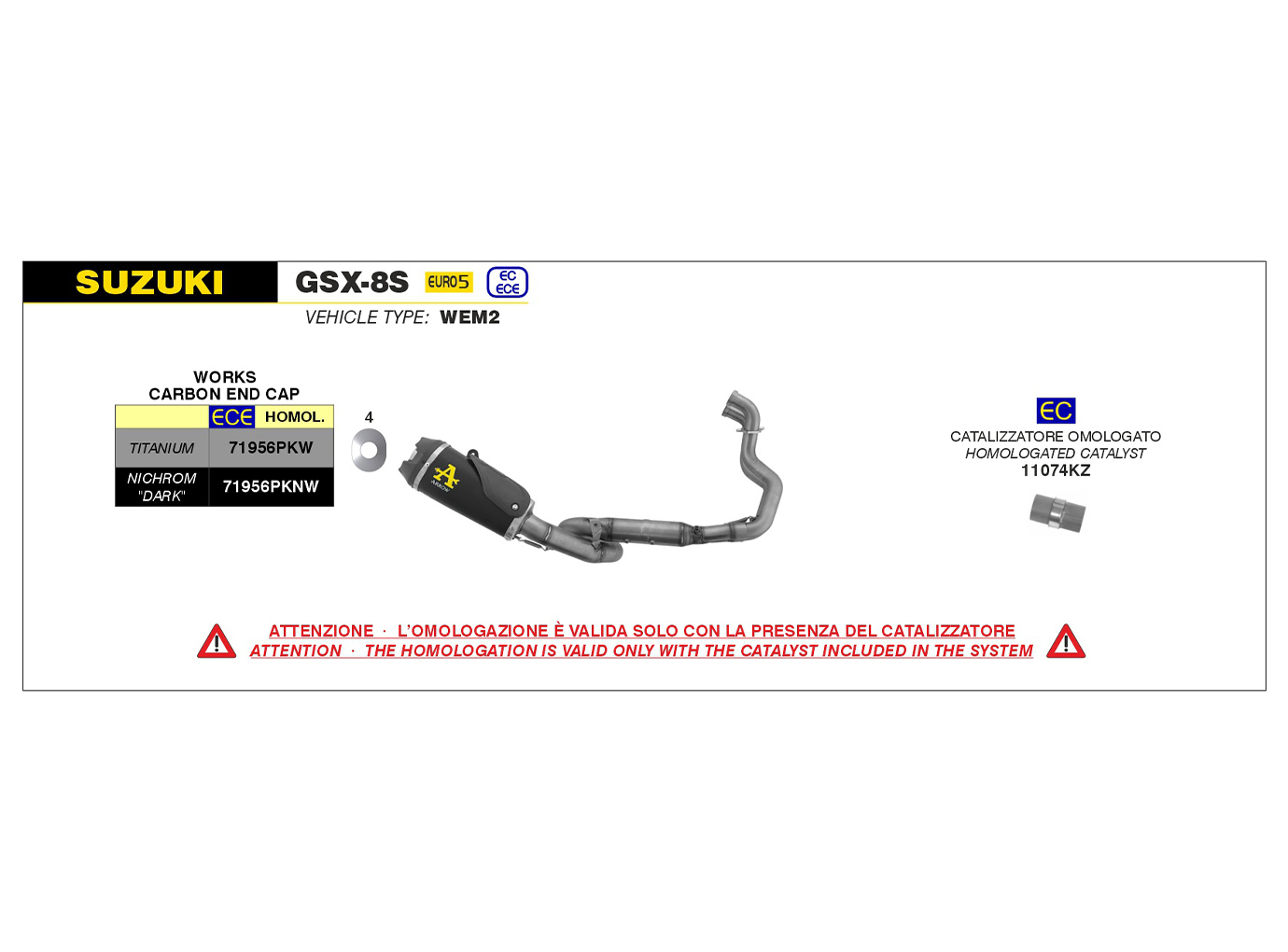 Tobă finală ARROW WORKS DARK pentru Suzuki GSX-8S Anul modelului 2023-