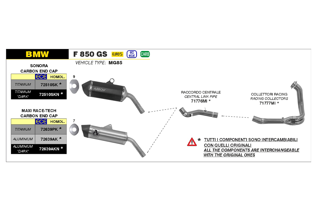 Galerie evacuare ARROW Racing din oțel inoxidabil pentru BMW F 750 GS / F 850 GS 2021-