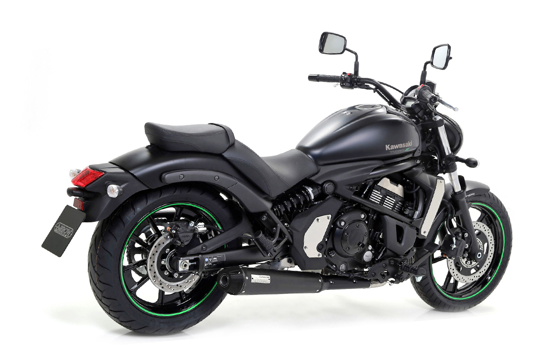 Tobă finală complet ARROW DARK REBEL Oțel inoxidabil negru u. Aluminium pentru Kawasaki Vulcan S 650 2021-
