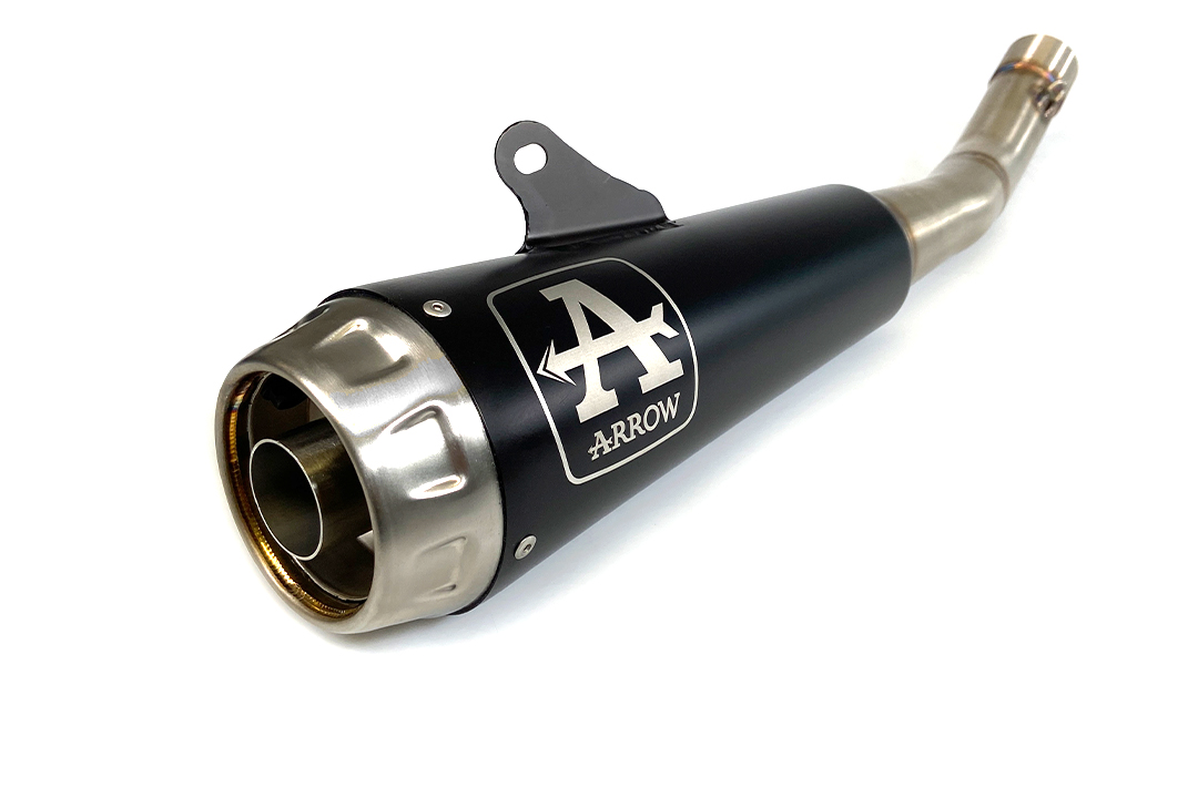 Tobă finală ARROW DARK PRO-RACE din oțel inoxidabil negru pentru Yamaha YZF-R125 din anul modelului 2019- și pentru MT125 din anul modelului 2019-