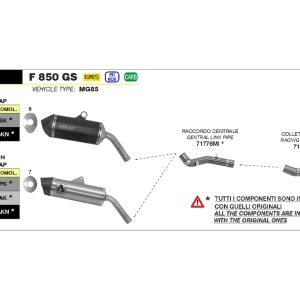 Țeavă intermediară ARROW Racing din oțel inoxidabil pentru BMW F 750 GS / F 850 GS 2021-