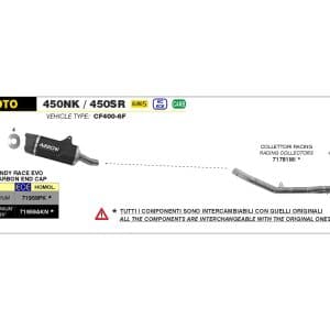 Galerie evacuare ARROW Racing din oțel inoxidabil pentru CF Moto 450NK / 450SR Anul modelului 2023-