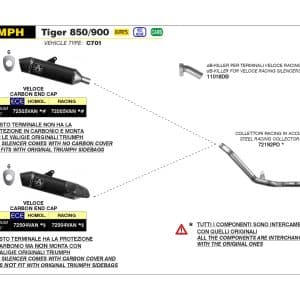 Galerie evacuare ARROW Racing pentru Triumph Tiger 900 Anul modelului 2020-