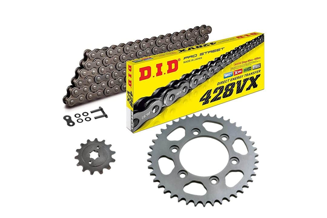 Set lanț DID 428VX, culoare standard, Yamaha YZF-R125, tip RE06 / RE11 / RE29, an model 2008-2018