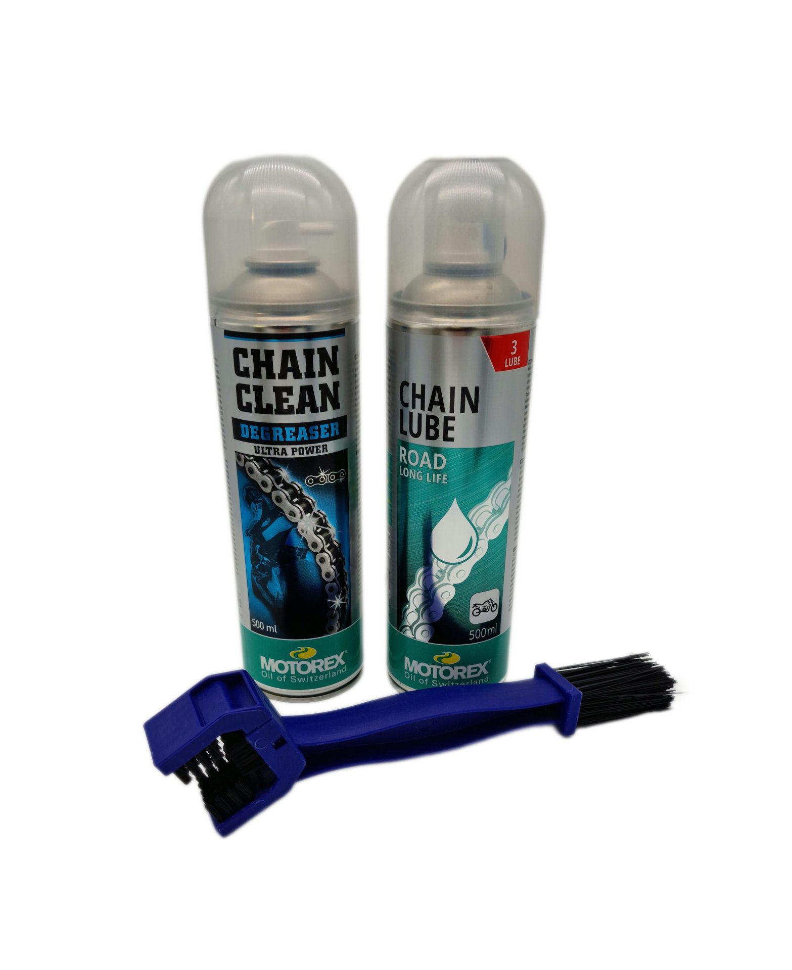 Set Întreținere Lanț Moto – Perie + Motorex Chain Clean + Lubrifiant Chainlube